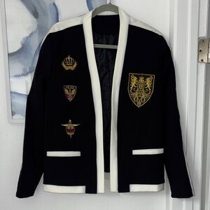 Balmain style Black and White Embroidered Jacket